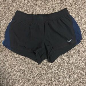 Nike Dri-FIT Black Running Shorts with Blue Side Panels Size M